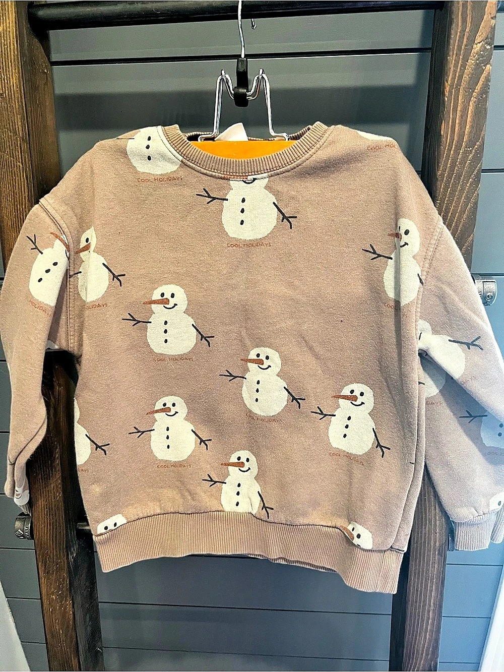 Zara Kids Snowman Sweatshirt Brown & White Size 4-5Y